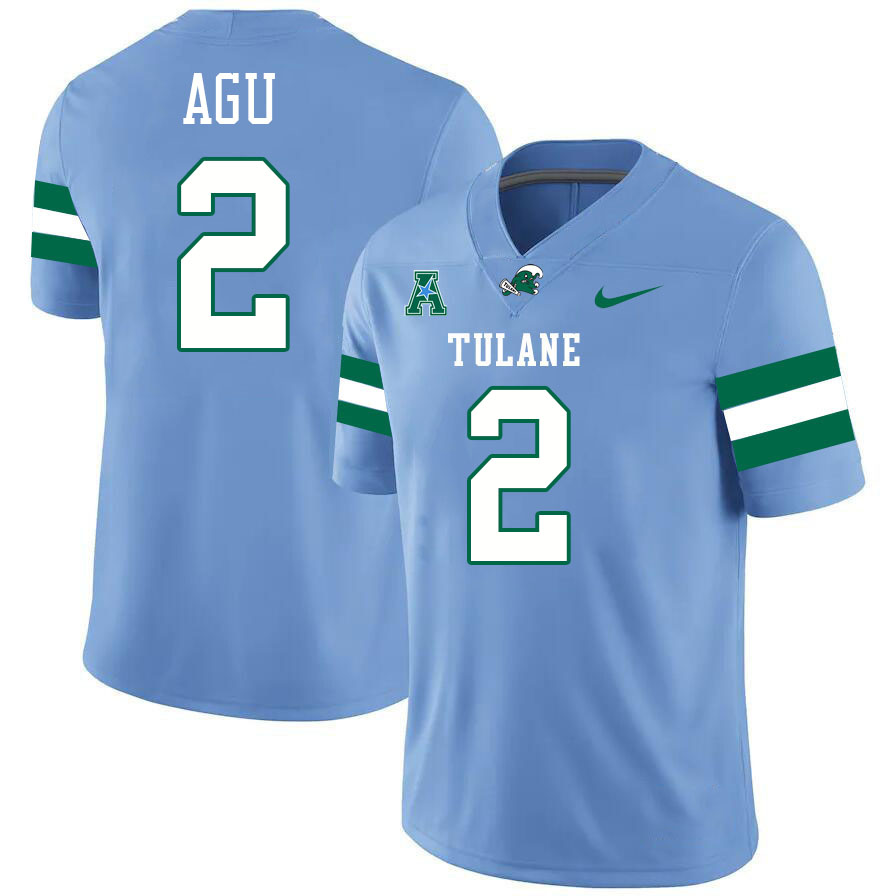 #2 Dickson Agu Tulane Green Wave Jersey College Football Uniforms,Apparels Stitched-Blue